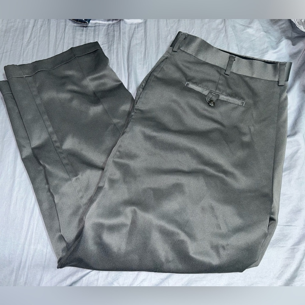 Men's Comfy Grey Professional Roundtree&Yorke Trouser Dress Pants Size 38x30